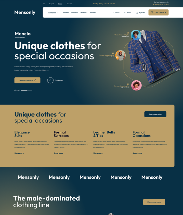 Mens only – Vêtements homme (S) – (WP)  - (O)  - (EC)  - (MA)